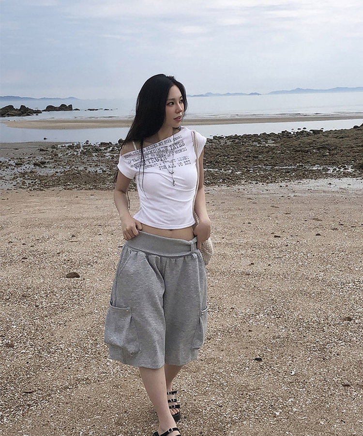 フォールドスタッズバミューダパンツ GREY