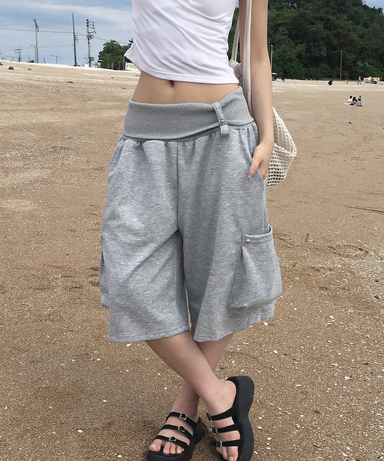 フォールドスタッズバミューダパンツ GREY