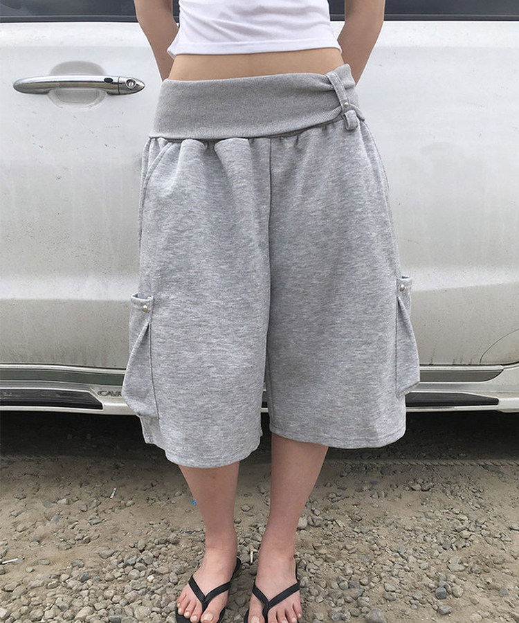フォールドスタッズバミューダパンツ GREY