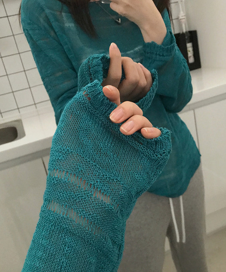 シアーボートネック長袖ニット(5color) TEAL