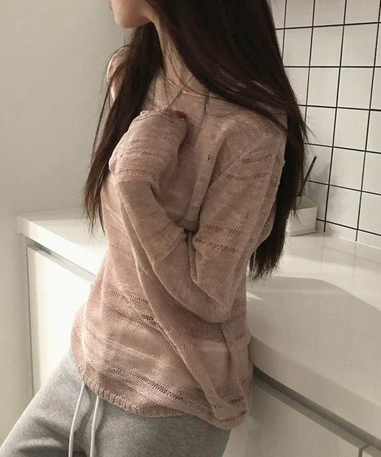 シアーボートネック長袖ニット(5color) PINK