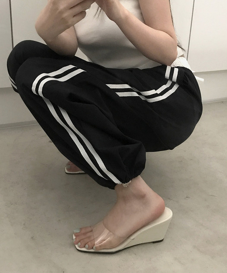 ストリングワイドトレーニングパンツ BLACK