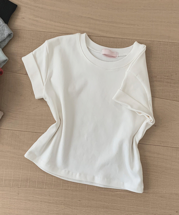 ロールアップクロップド半袖Tシャツ(8color)