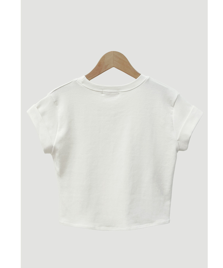 ロールアップクロップド半袖Tシャツ(8color)