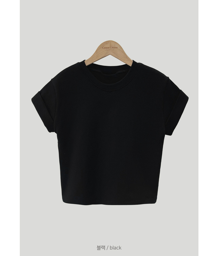 ロールアップクロップド半袖Tシャツ(8color)