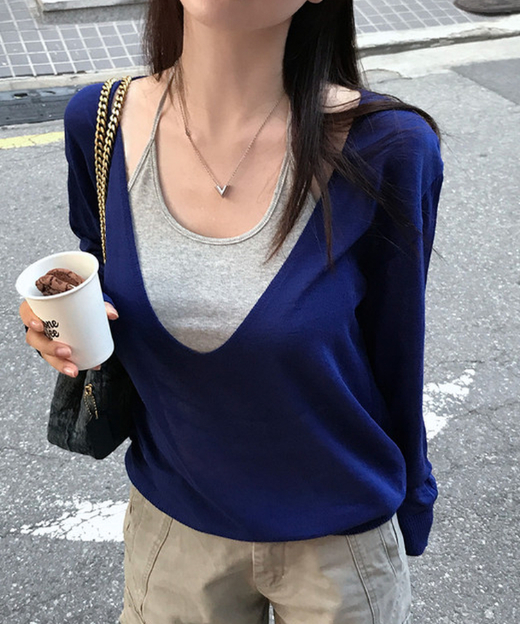 ホルターネックレイヤードキャミソール(5color) MELANGE GRAY