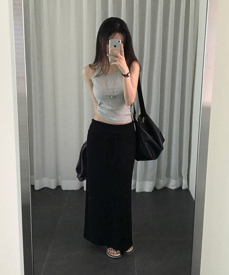 ホルターネックレイヤードキャミソール(5color) MELANGE GRAY
