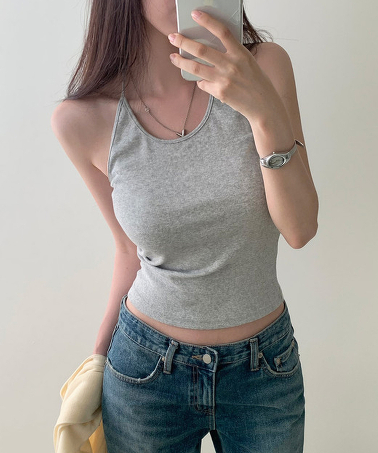 ホルターネックレイヤードキャミソール(5color) MELANGE GRAY