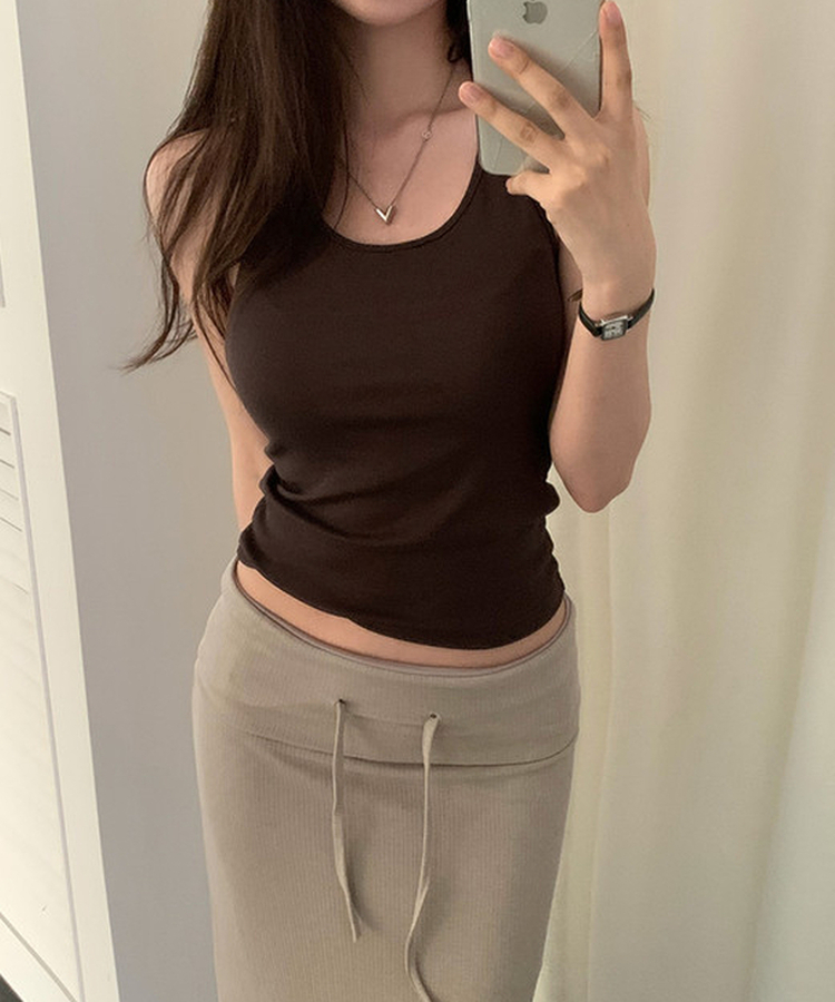 ホルターネックレイヤードキャミソール(5color) BROWN