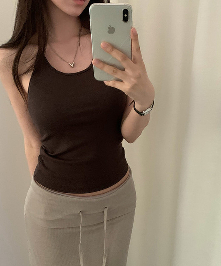 ホルターネックレイヤードキャミソール(5color) BROWN