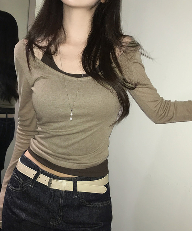 ホルターネックレイヤードキャミソール(5color) BROWN