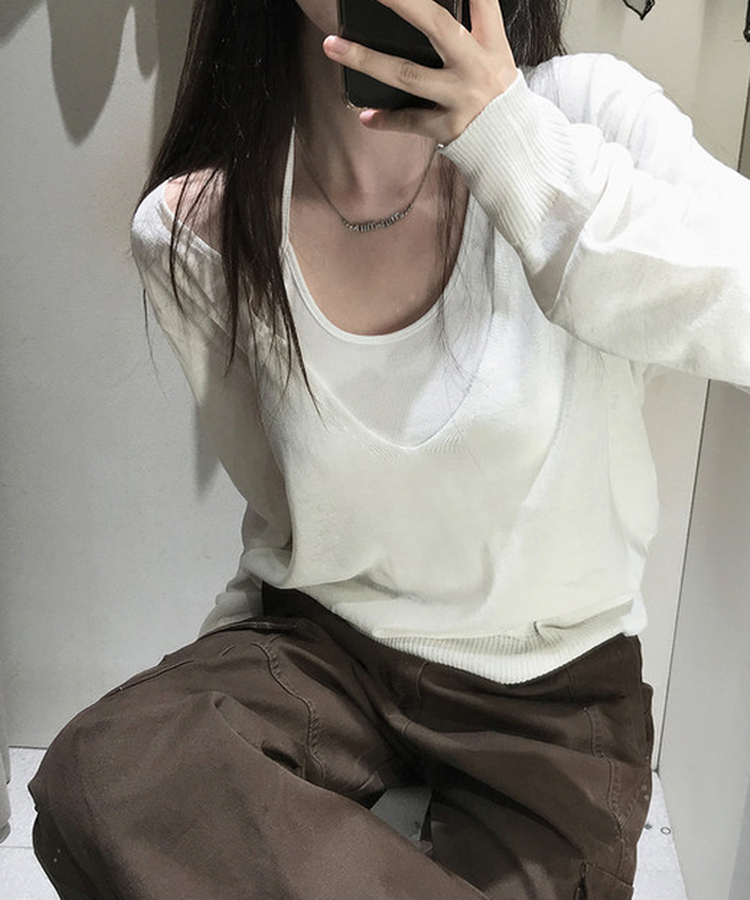 ホルターネックレイヤードキャミソール(5color) IVORY