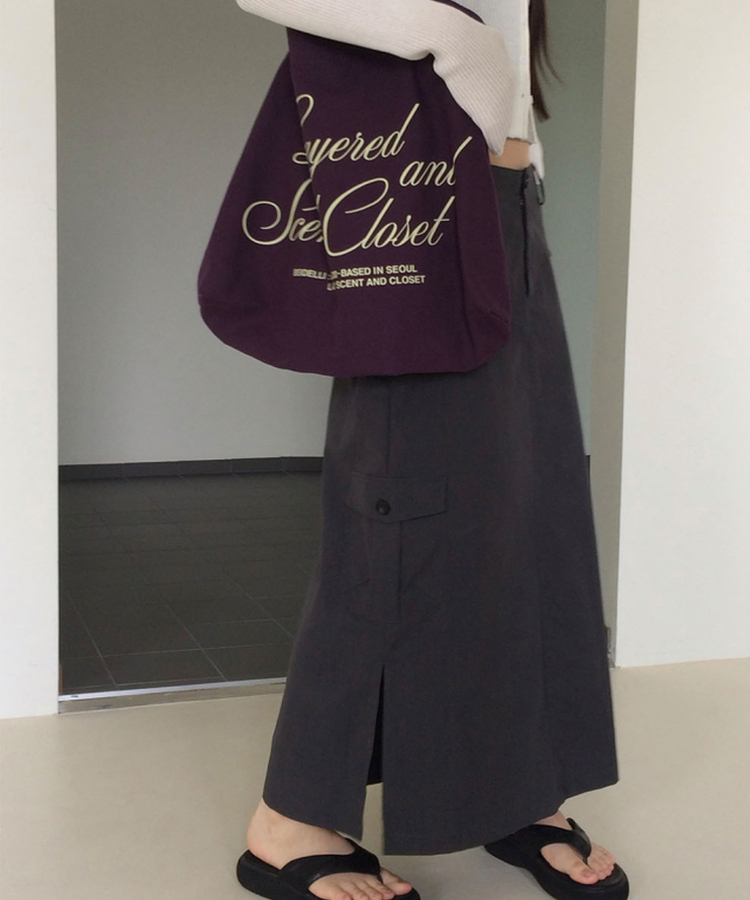 ナイロンカーゴスリットロングスカート CHARCOAL
