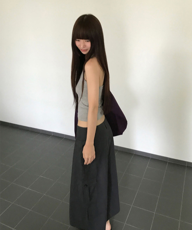 ナイロンカーゴスリットロングスカート CHARCOAL