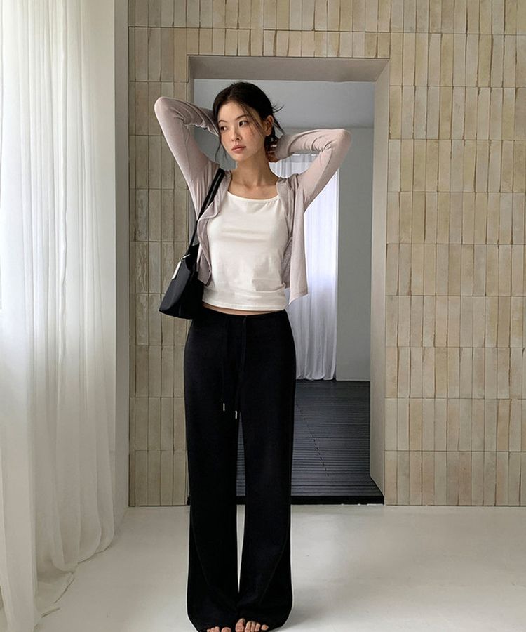 ブーツカットバンディングパンツ BLACK