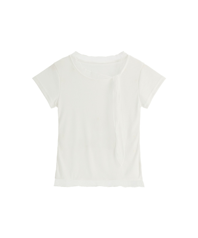 （国内製作）（細身フィット/ソフトスパン）メッシュ タイ スカーフ 半袖 Tシャツ