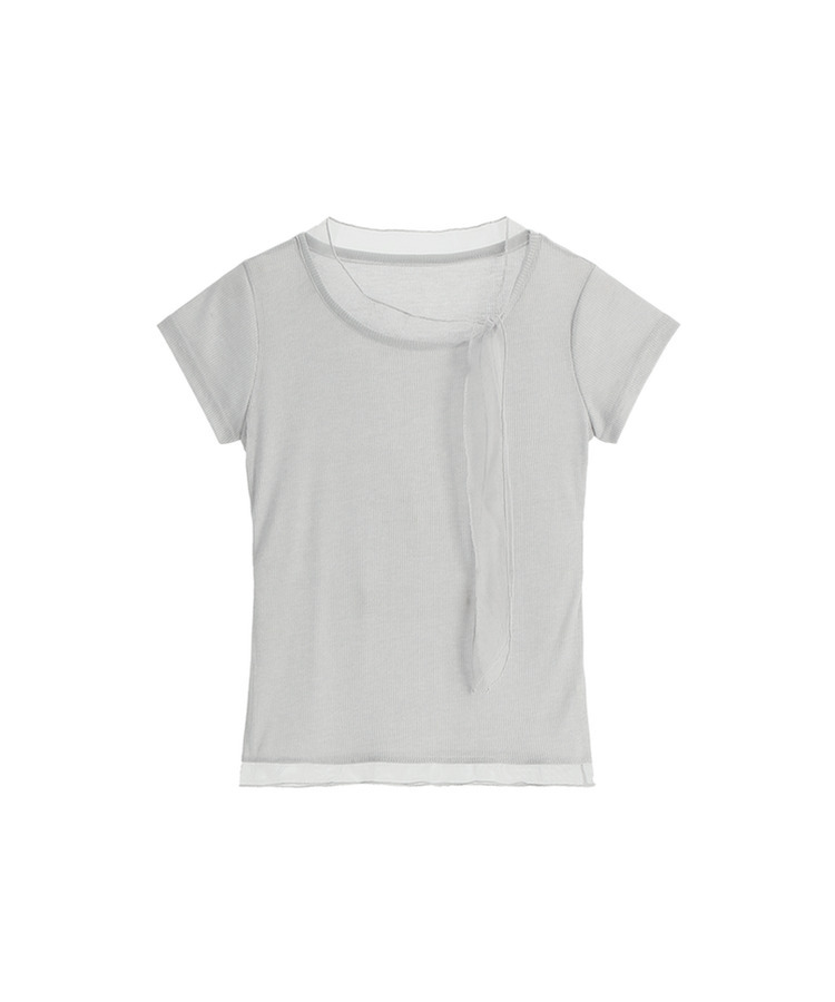 （国内製作）（細身フィット/ソフトスパン）メッシュ タイ スカーフ 半袖 Tシャツ