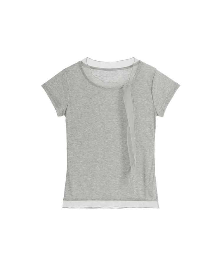 （国内製作）（細身フィット/ソフトスパン）メッシュ タイ スカーフ 半袖 Tシャツ