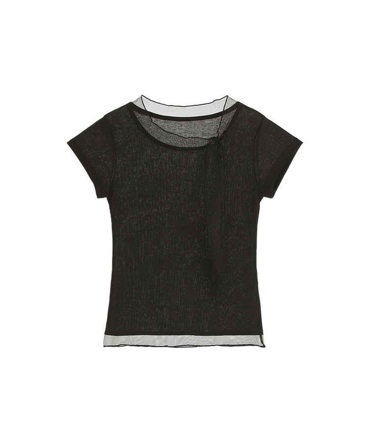 （国内製作）（細身フィット/ソフトスパン）メッシュ タイ スカーフ 半袖 Tシャツ