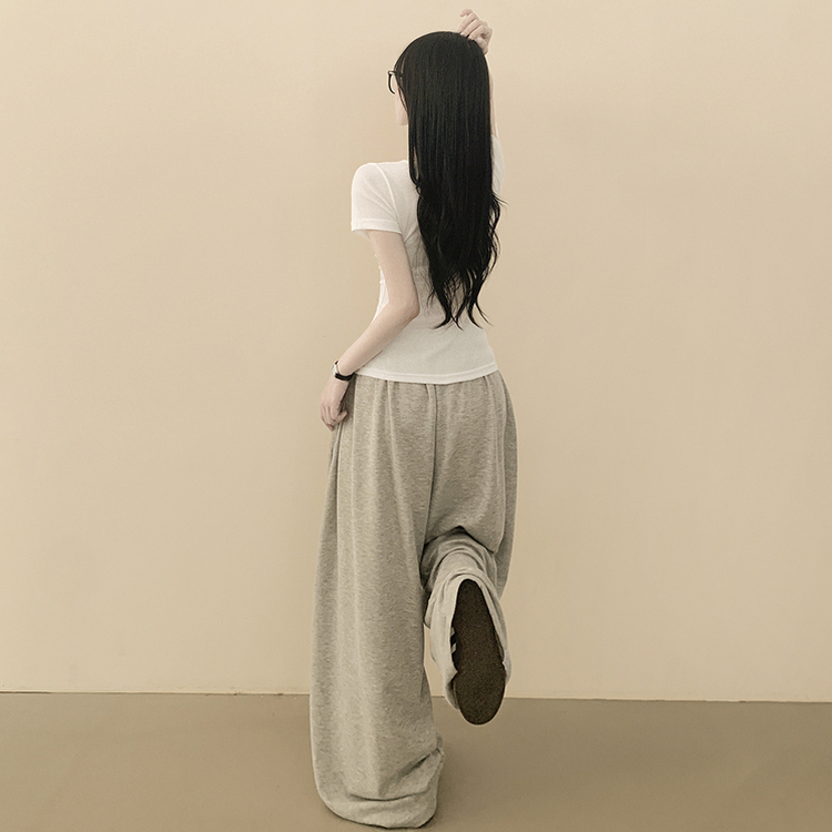 【1+1企画】サイドシャーリングスリムフィット半袖Tシャツ IVORY
