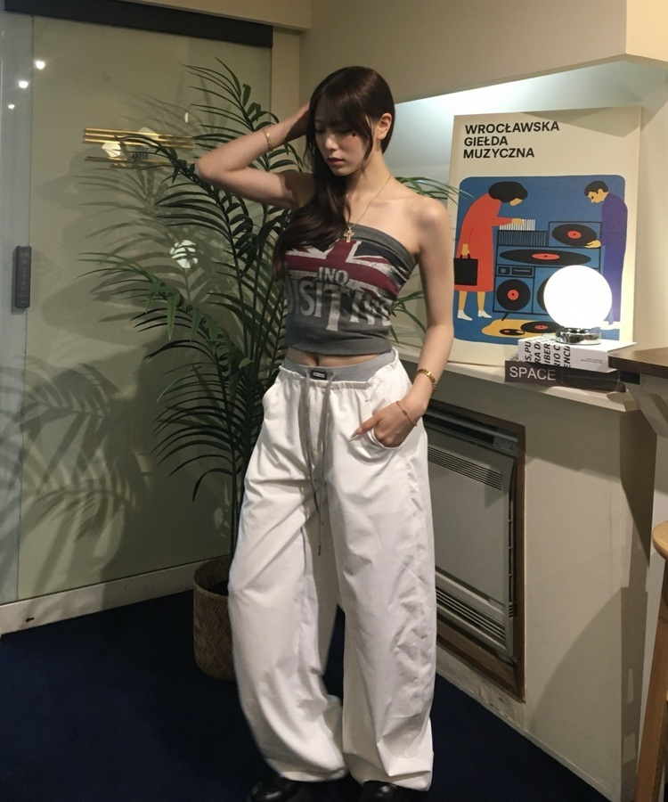 레이어드 와이드 트레이닝 팬츠 화이트
