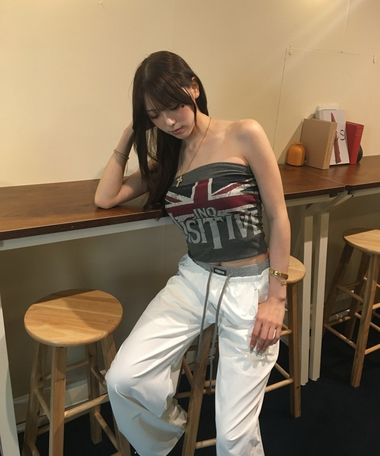 레이어드 와이드 트레이닝 팬츠 화이트