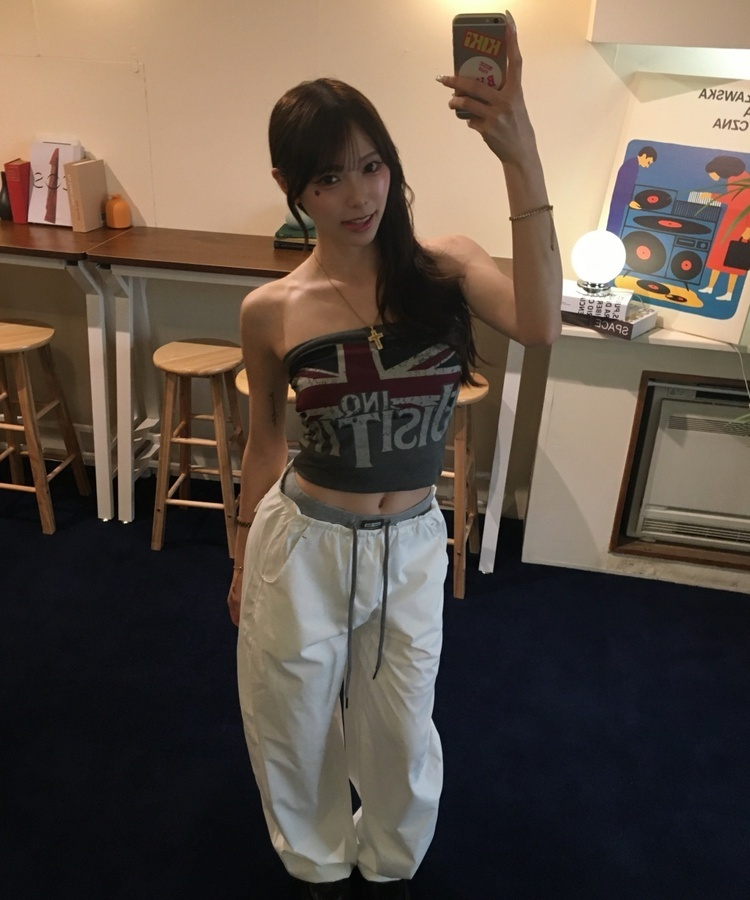레이어드 와이드 트레이닝 팬츠 화이트