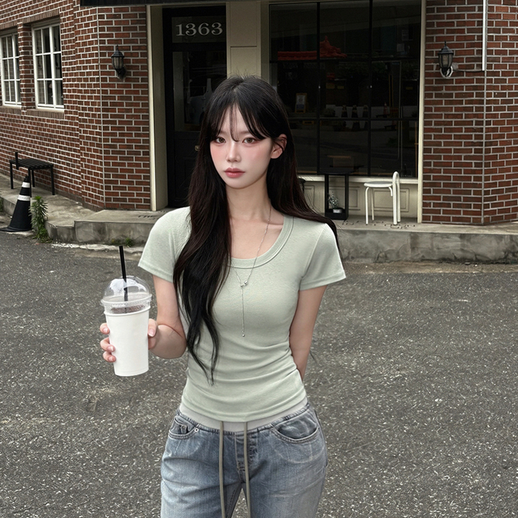 ストレッチUネック半袖Tシャツ(6color) MINT