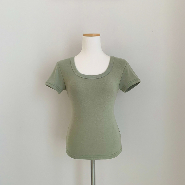 ストレッチUネック半袖Tシャツ(6color)