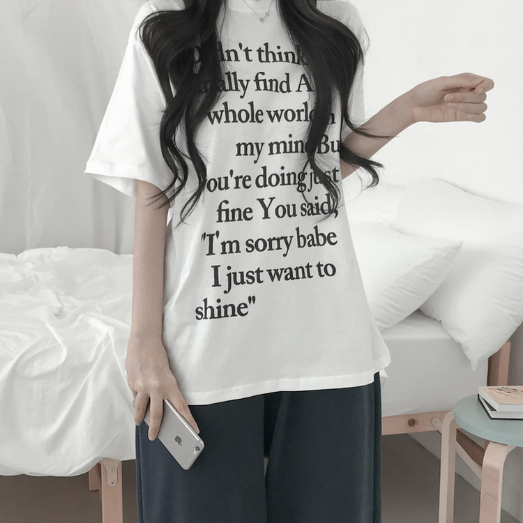 レタリングオーバーラウンドネック半袖Tシャツ WHITE