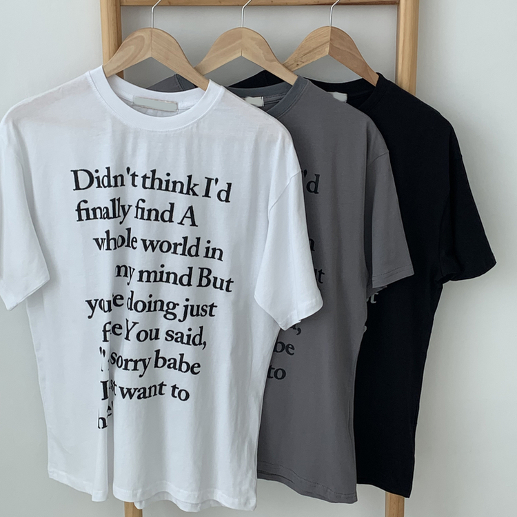 レタリングオーバーラウンドネック半袖Tシャツ