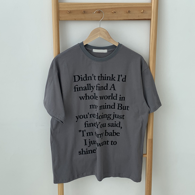 レタリングオーバーラウンドネック半袖Tシャツ