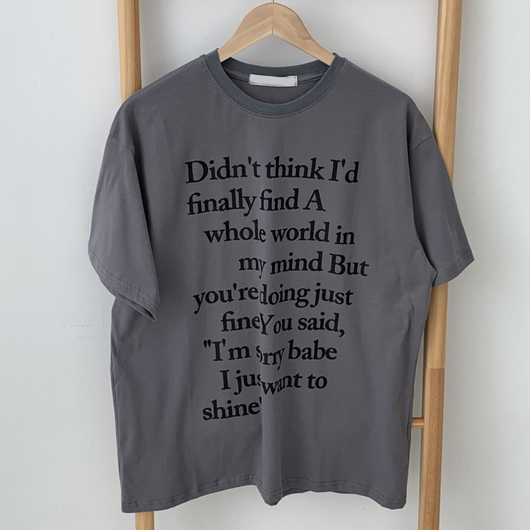 レタリングオーバーラウンドネック半袖Tシャツ