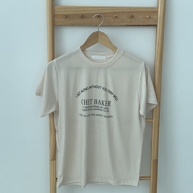 レタリングセミクロップ半袖Tシャツ