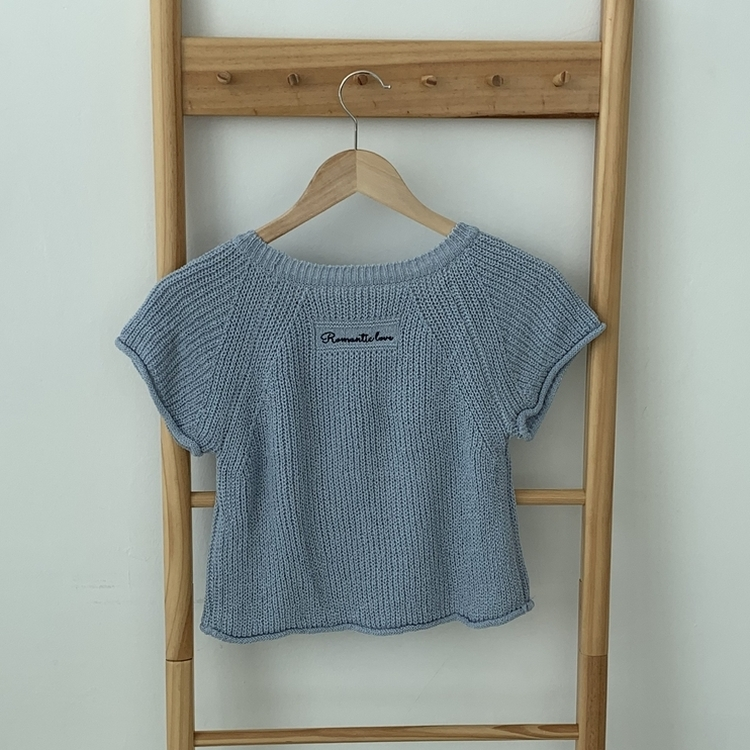 バックレタリングケーブルクロップド半袖ニット(6color)