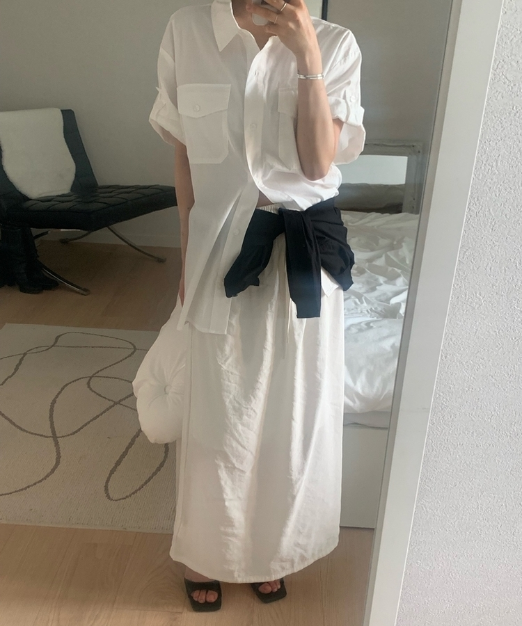 ロールアップコットンツーポケット半袖シャツ(5color) IVORY