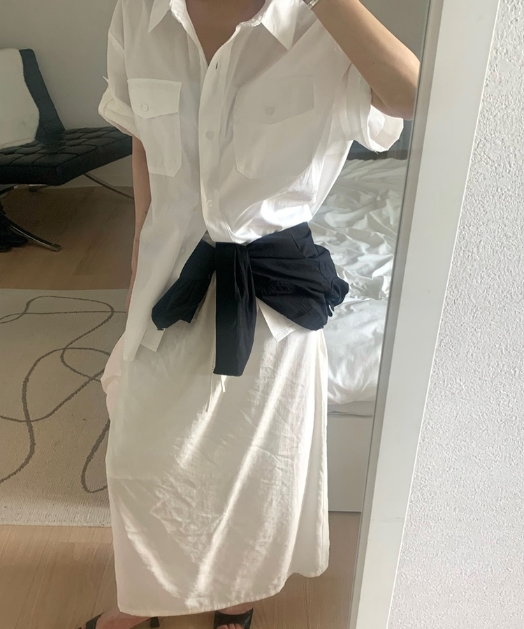 ロールアップコットンツーポケット半袖シャツ(5color) IVORY