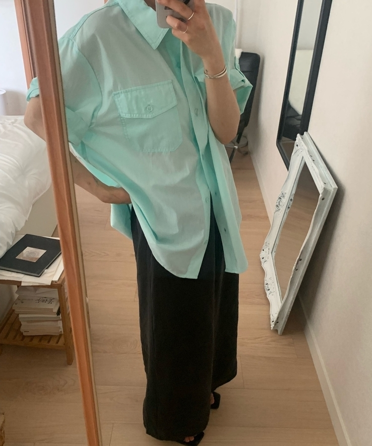 ロールアップコットンツーポケット半袖シャツ(5color) MINT