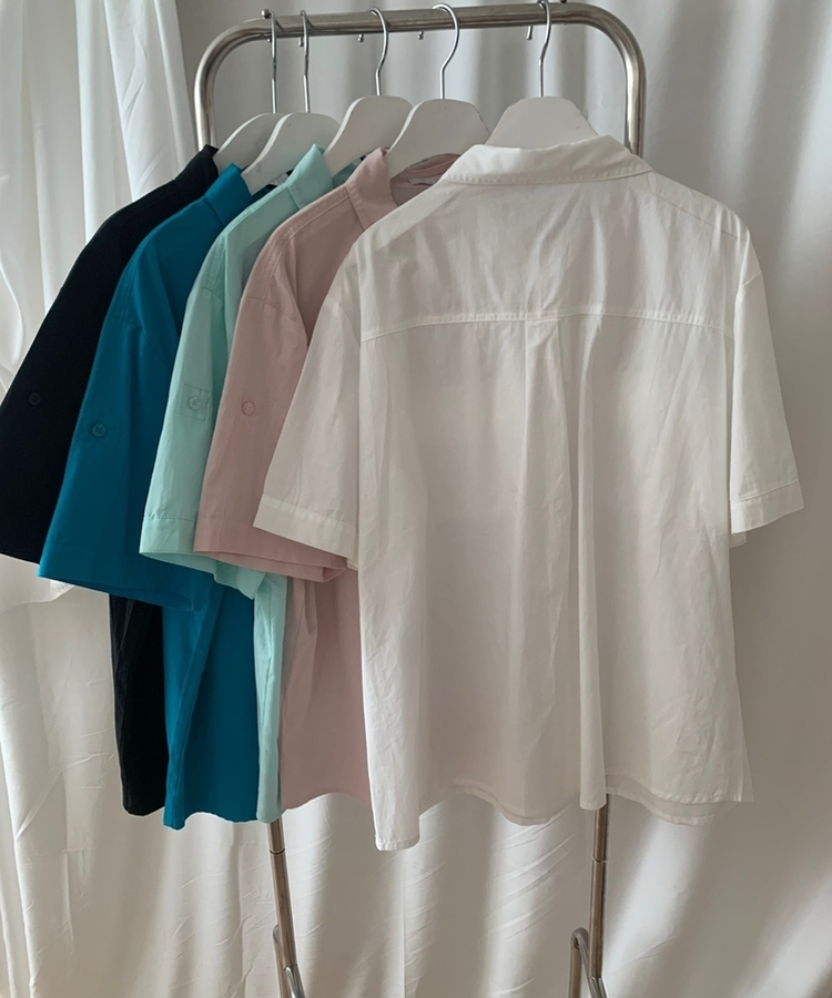 ロールアップコットンツーポケット半袖シャツ(5color)