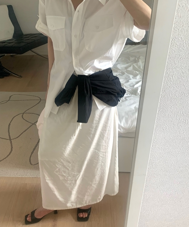 ストレートウエストゴムロングスカート IVORY
