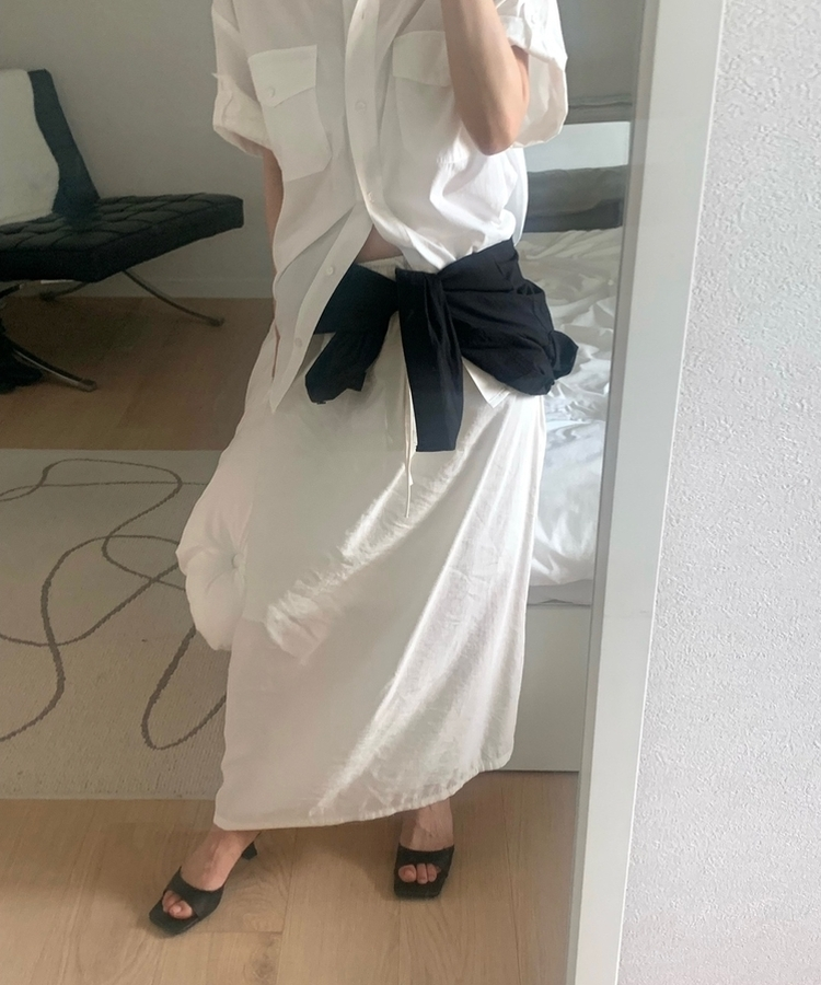 ストレートウエストゴムロングスカート IVORY