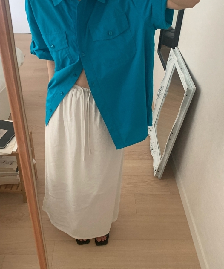 ストレートウエストゴムロングスカート IVORY