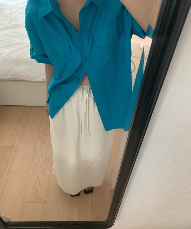 ストレートウエストゴムロングスカート IVORY