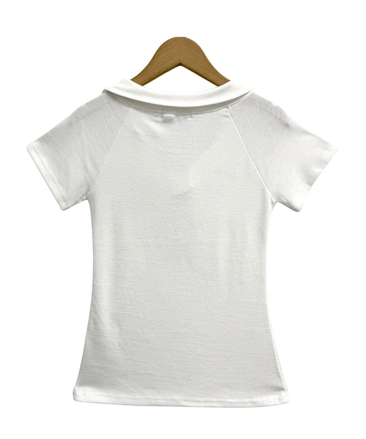 アイレットカラーレタリング半袖Tシャツ