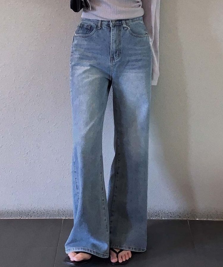 【丈別】ウォッシュドセミワイドデニムパンツ LIGHT DENIM