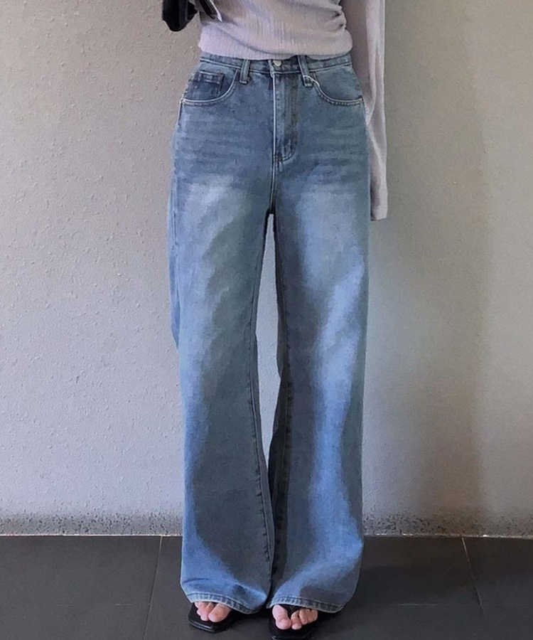 【丈別】ウォッシュドセミワイドデニムパンツ LIGHT DENIM
