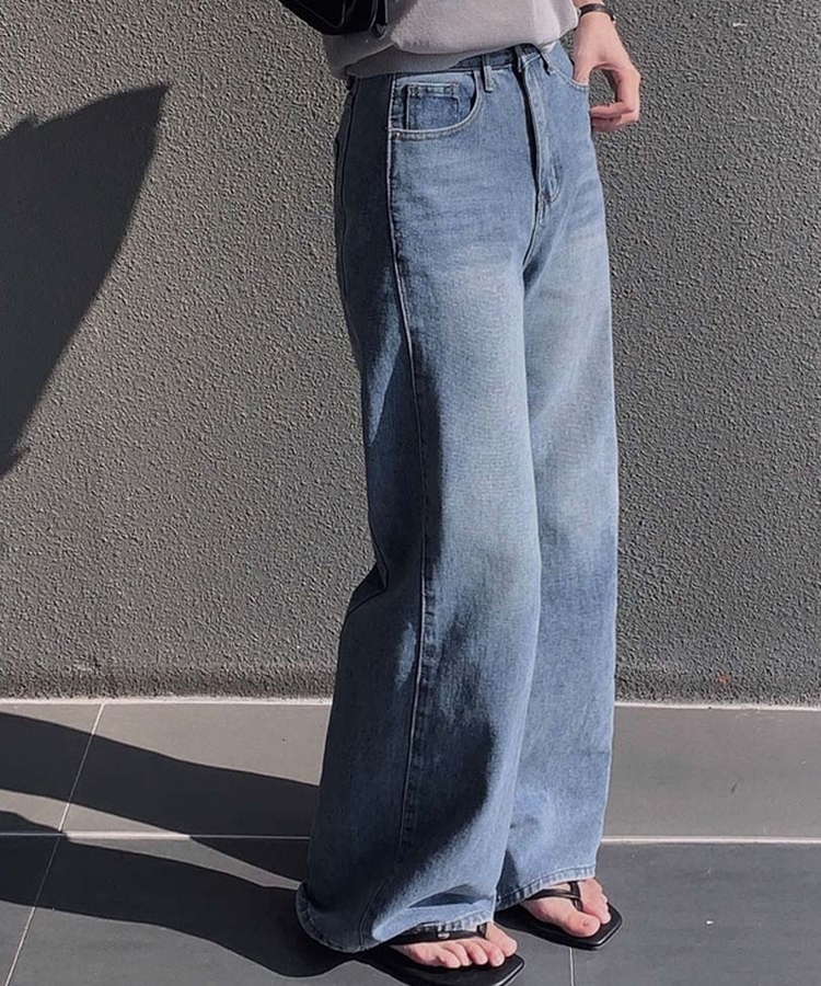 【丈別】ウォッシュドセミワイドデニムパンツ LIGHT DENIM
