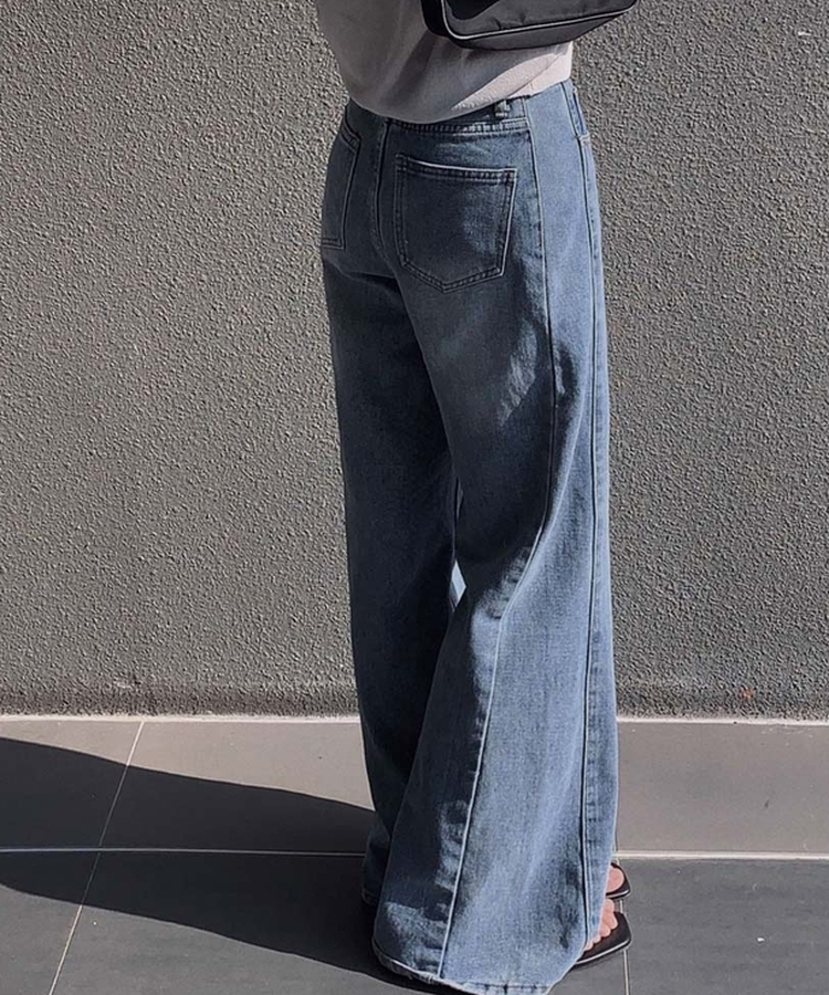 【丈別】ウォッシュドセミワイドデニムパンツ LIGHT DENIM