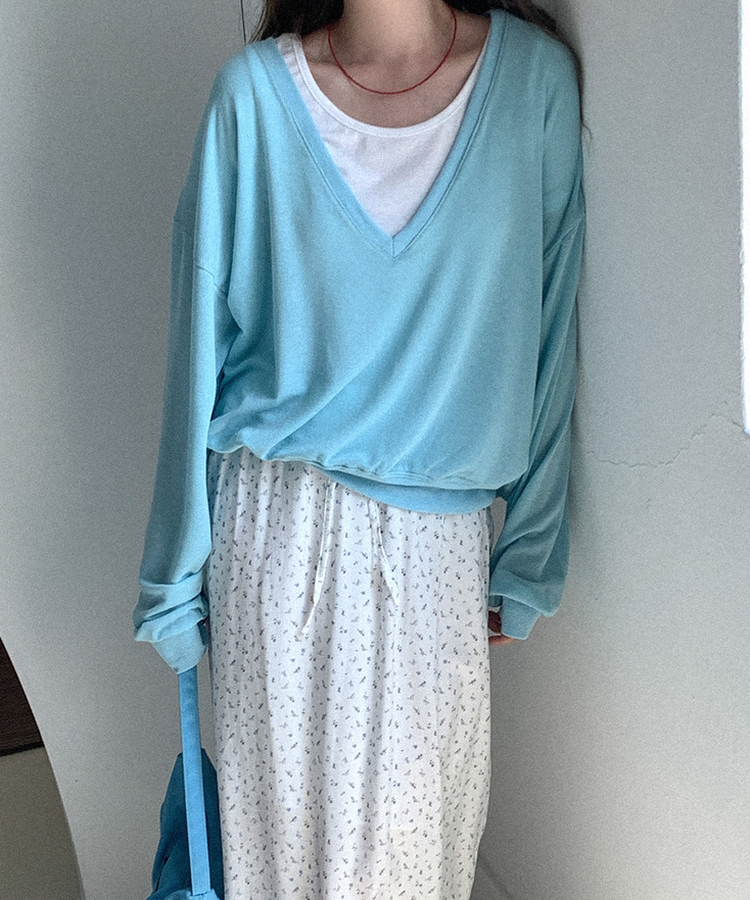 Uネック半袖Tシャツ(5color) IVORY