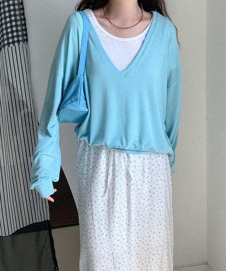 Uネック半袖Tシャツ(5color) IVORY